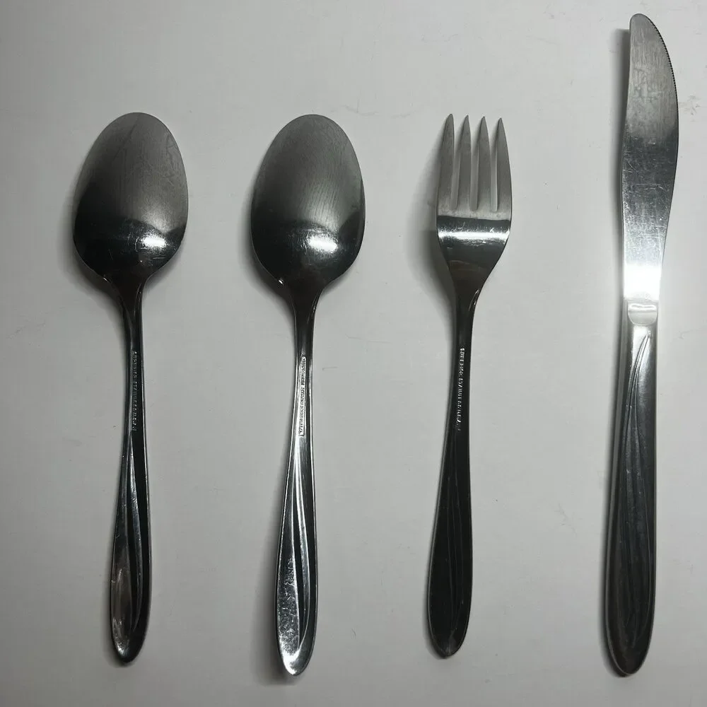 4pc Vintage International Superior Stainless USA Dynamic Swirl Flatware Set Lot